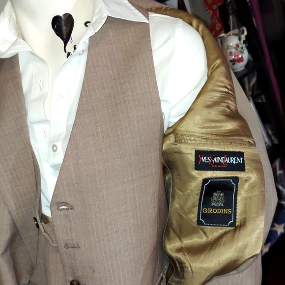 YSL three piece suit in tan w/ light pin stripes - Picture 5 of 15